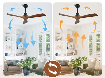 52" Smart DC Ceiling Fan With 3 Blades Reversible Silent Motor