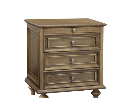 Nightstand With 4 Drawers With Hidden Pull Out Shelf - Light Brown