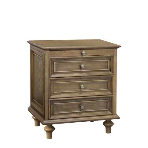 Nightstand With 4 Drawers With Hidden Pull Out Shelf - Light Brown