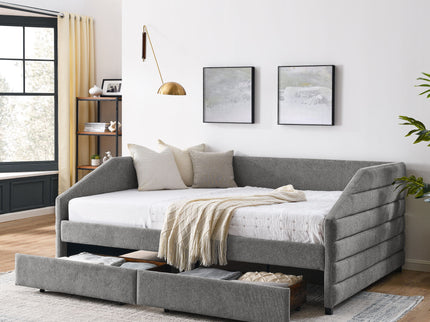 Elegant Daybed With Trundle Upholstered Tufted Sofa Bed