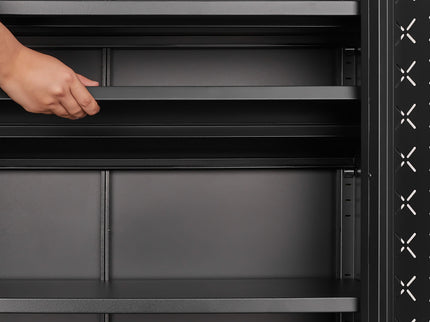 Grid Double Door Shoe Cabinet With Adjustable Compartments And Moisture-Proof Design In Metal