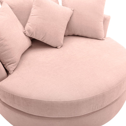 360° Swivel Accent Barrel Chair With Storage Ottoman & 4 Pillows, Modern Leisure Chair Round Accent For Living Room
