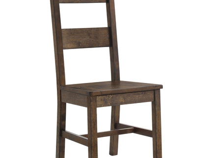 Ladder Back Dining Chairs With Straight Seat (Set of 2) - Brown