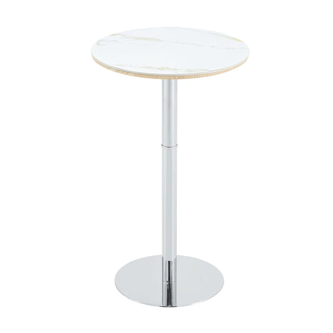 Circular Bar Table - White / Silver