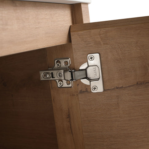 Wall Mounted Bathroom Vanity With Art Sink, 2 Storage Shelves, Soft Close Door