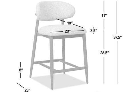 Locke - Modern Upholstered Counter Stool With Frame - Salt / Pepper