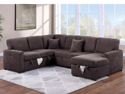 Convertible Sectional Upholstered Sleeper Sofa With Storage Chaise