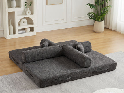 Convertible Sleeper Sofa Bed With Cylindrical Pillow