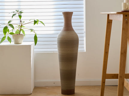 Tall Vase - Brown Decorative Floor Vase, Classic Neat Floor Vase Tall Freestanding Flower Holder, Artificial Rattan Vase, Floor Vase, Flower Holder For Home Decor - Gray