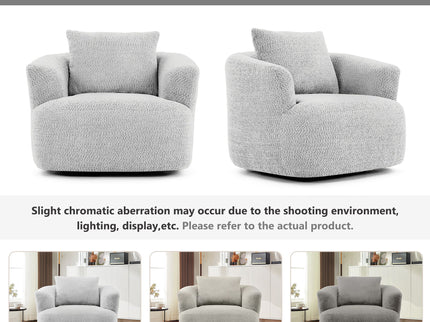 360° Swivel Barrel Sofa Chair With Throw Pillow, Upholstered Accent Chair