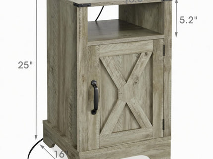 Farmhouse Nightstand, Charging Station & Storage