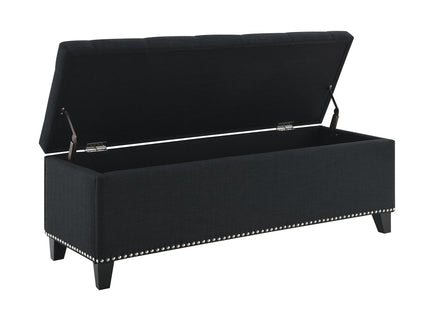 Button-Tufted Storage Ottoman With Safety Close Hinge
