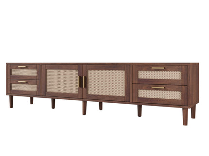TV Stand, Media Console With 4 Drawers, Soft Closing Hinges - Dark Brown