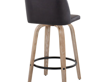 Toriano - Contemporary Fixed-Height Counter Stool & Swivel With Round Footrest (Set of 2)