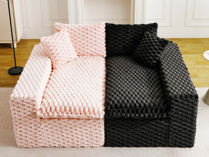 Multifunctional Sofa Pink Black, Fits 4 People