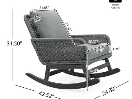 Contemporary Minimalist Wicker Rocking Chair With Soft Cushions And Durable Wooden Frame