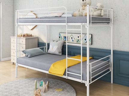 Space Saving Bunk Bed With Metal Frame And Ladder