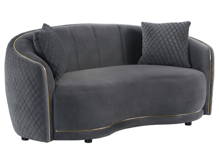 Lorraine - Upholstered Curved Loveseat - Dark Gray