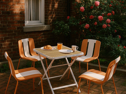 Modern Striped Blocking Single Chairs, Waterproof And Fade Resistant (Set of 4)