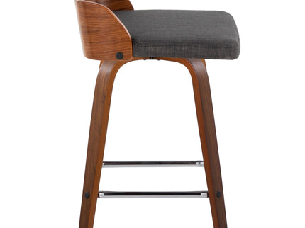 Maya - Mid Century Modern Fixed Height Counter Stool With Swivel With Square Footrest (Set of 2)