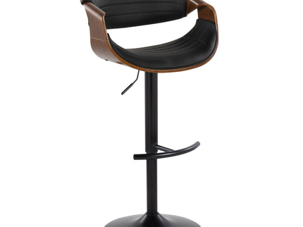 Symphony - Mid-Century Modern Adjustable Barstool With Swivel With Rounded T Footrest (Set of 2) - Black / Walnut / Black