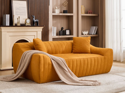 Oversized 2 Seater Loveseat With 2 Decor Throw Pillows, Deep Seat Sofa For Living Rooms