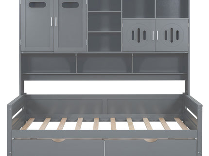 Daybed With All-In-One Cabinet And Shelf