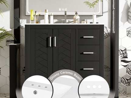 Bathroom Vanity With Sink Combo, Storage Cabinet, Freestanding Set With 3 Drawers & Soft Closing Doors