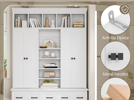 Hall Tree & Bench And 5 Storage Cubbies