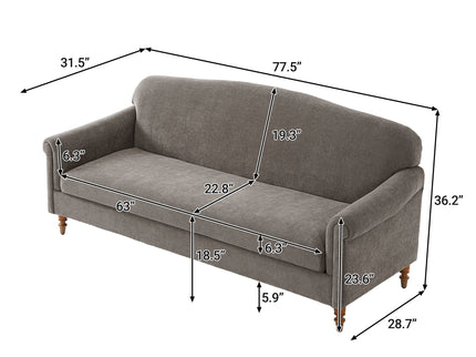 Loveseat Sofa With Rolled Arm For Living Room - Brown