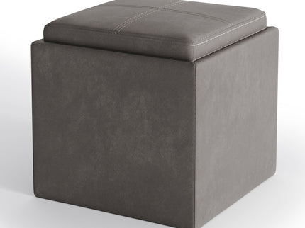 Rockwood - Upholstered Cube Storage Ottoman With Tray