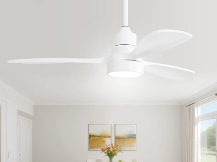 48" Ceiling Fan With Dimmable 3Cct LED Light, DC Motor, Reversible - White