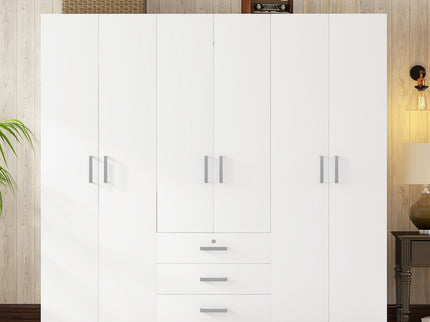 6 Doors Wardrobe Storage For Bedroom, With Big Drawers