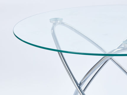 Metal Leg Dining Table With Tempered Glass Top