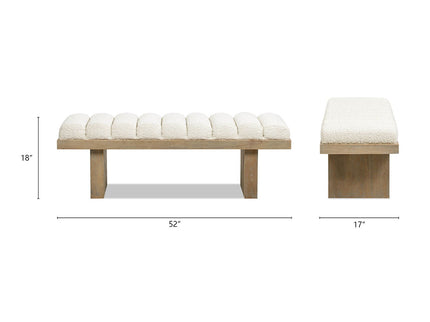 Bella - Upholstered Modern Accent Bench - Ivory White