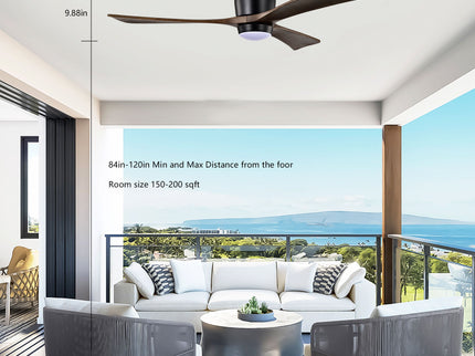 Flush Mount Blades Ceiling Fan With Lights Remote Control, Quiet DC Motor, 6 Speed, Reversible Ceiling Fan For Living Room - Matte Black