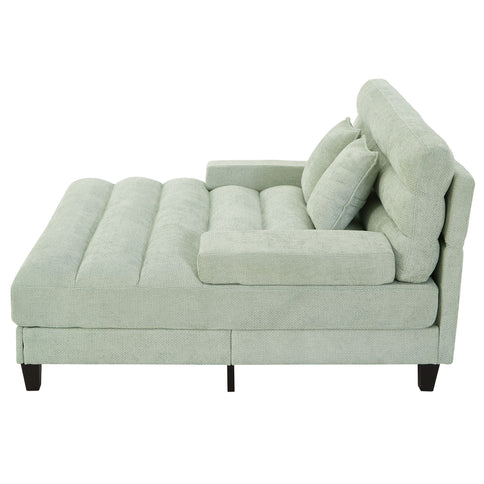 Chaise Bed Lounge Sofa Chair With Adjustable Backrest And LED Light Strip