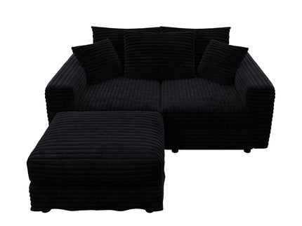 Convertible Deep Seat Sofa With Soft Pillows And Ottomans