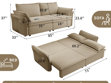 2 In 1 Convertible Sofa Bed, Multi Functional Living Room Furniture