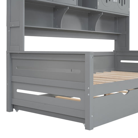 Daybed With All-In-One Cabinet And Shelf