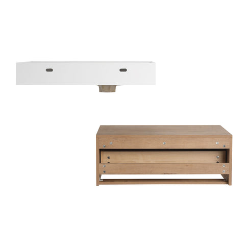 Modern Wall Mounted Bathroom Vanity With Resin Sink And Soft Close Drawer In Imitative - Imitative Oak