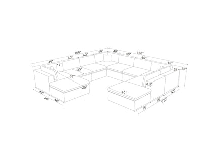 Custom Configuration Modular Sectional & Toss Pillows