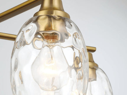 5 Lights Linear Arms With Chain Chandelier - Clear / Gold