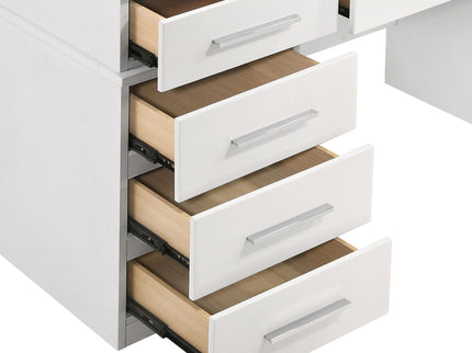 Sarah - 9 Drawer Vanity Desk With Mirror Set - White