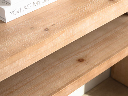 Modern Rustic Console Table, Wood Entryway Table With Shelf & Decorative Bead Detail - Natural