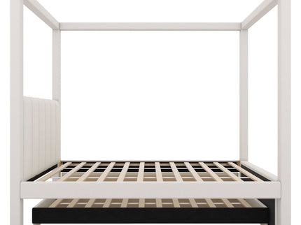 Upholstery Canopy Platform Bed With Trundle And Three Storage Drawers