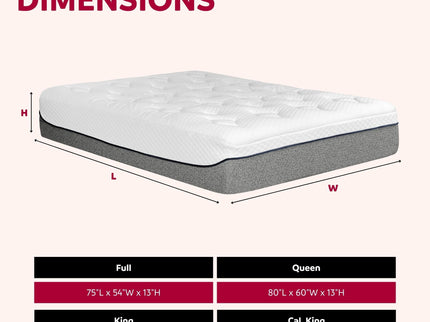 13" Ultra Plush Gel Memory Foam Mattress For Bed With Double Layered Jacquard Cover - Gray / White - King