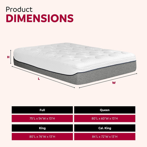 Ultra Plush 13" Gel Memory Foam Mattress For King Size Bed With Double Layered Jacquard Cover - Gray / White