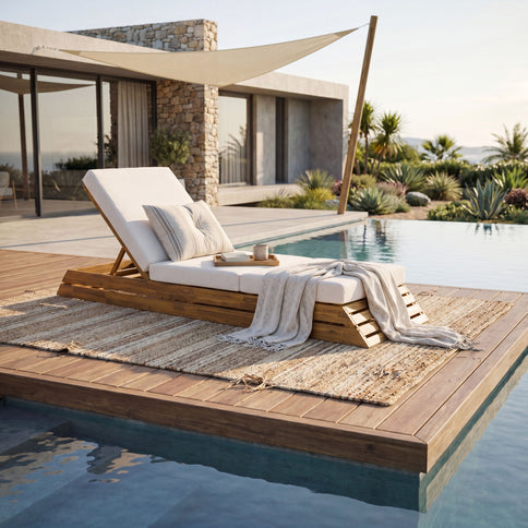 Chaise Lounge Set With Cream 3 Fold Cushion, 3 Position Adjustable Backrest