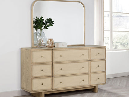 Kimpton - 9 Drawer Dresser With Mirror - Beige